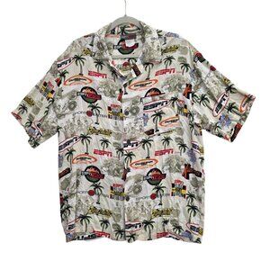 ESPN Zone Sportscenter Hawaiian Shirt Football Hockey X-Games Sz M Vintage Y2K
